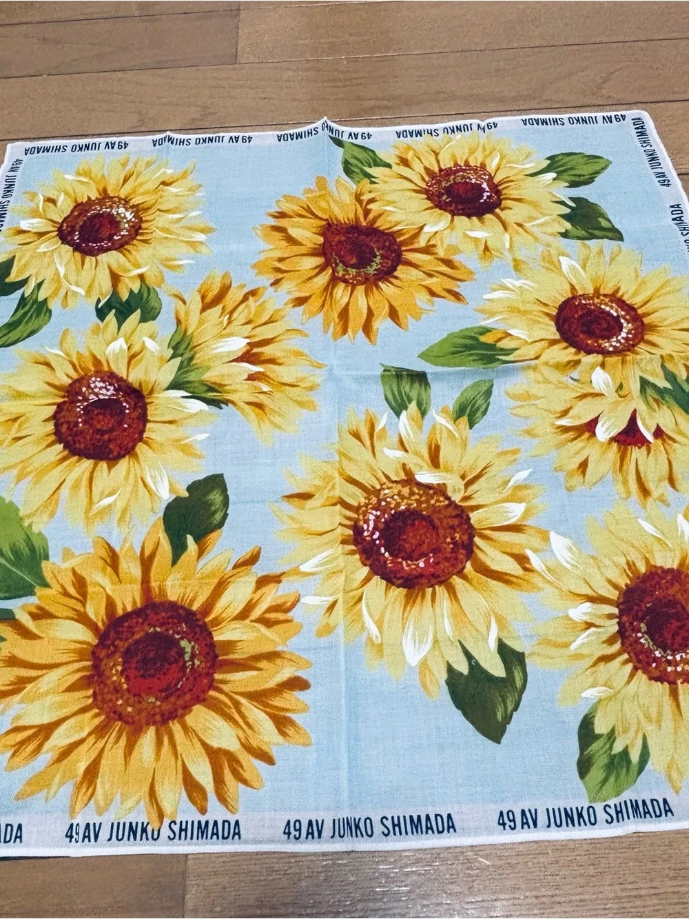 Junko Shimada Sunflower Print Blue Cotton Scarf/Handkerchief/Bandana  45cm 18”